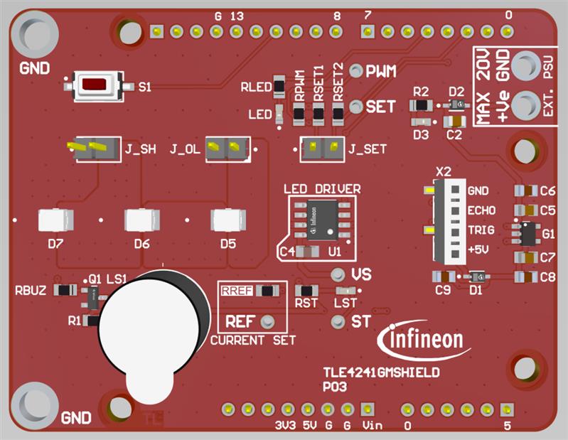 Infineon TLE4241SYS_SHIELD Shield for Arduino and evaluation board for TLE4241GM Turkey