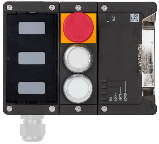 Euchner MGB2-I-BR-U-XB2S0-LB-R-158398 Interlocking module MGB2-I-BR (2 pushbuttons, emergency stop, door hinge on right) Turkey