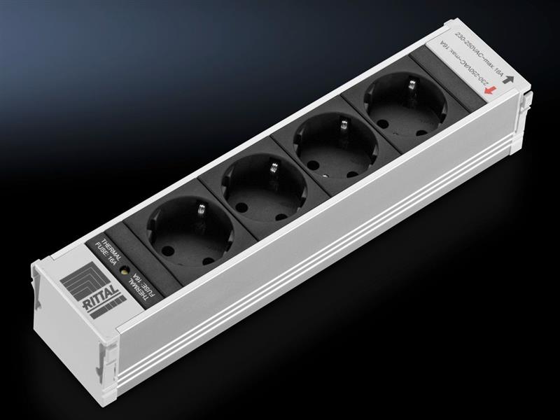 Rittal DK 7856.090 DK PSM Plus socket module, CEE 7/3 (type F), 4-way, black, non-switchable, with thermal overcurrent protection Turkey