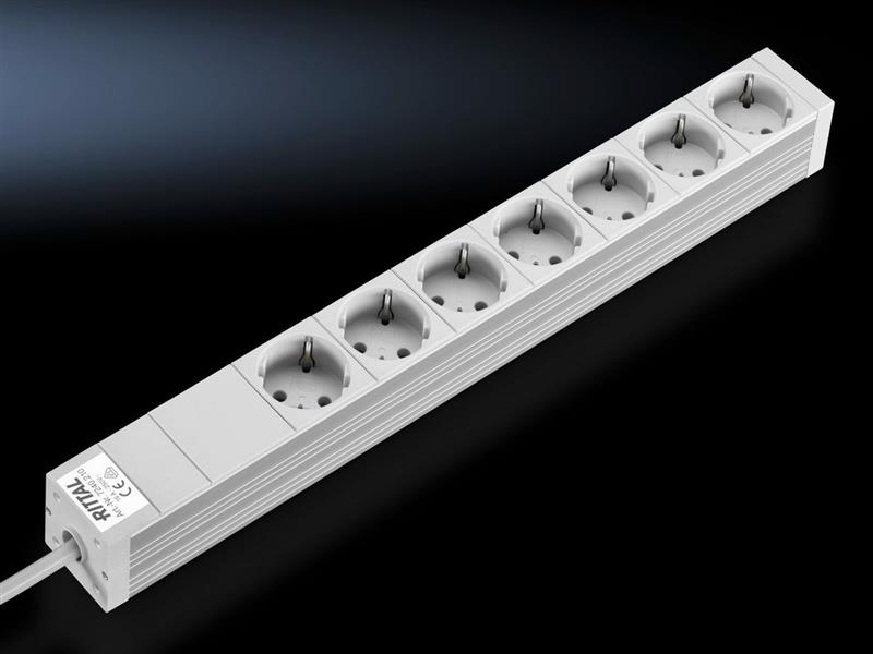 Rittal DK 7240.210 DK Socket strip, CEE 7/3 (type F), 7-way, 250 V, 16 A, LHD: 482,6x44x44 mm, Without switch Turkey