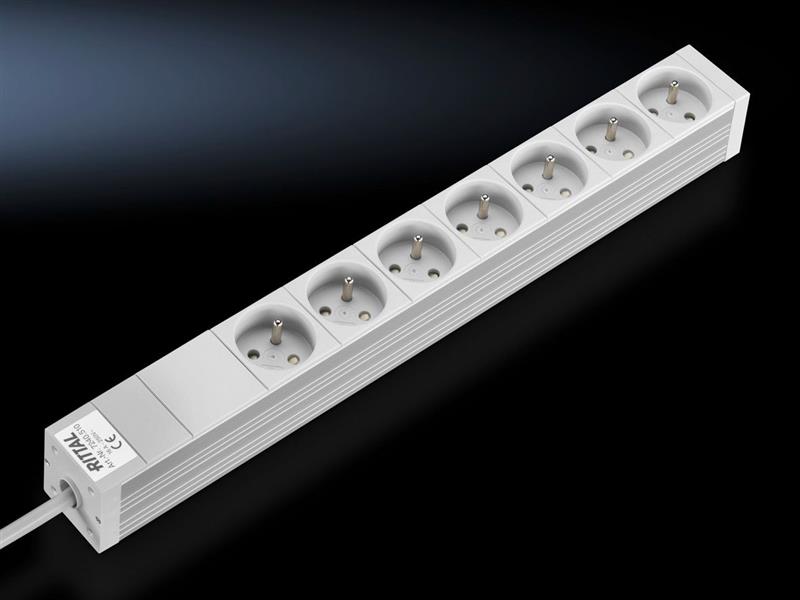 Rittal DK 7240.510 DK Socket strip, CEE 7/5 (type E), 7-way, 250 V, 16 A, LHD: 482,6x44x44 mm, Without switch Turkey