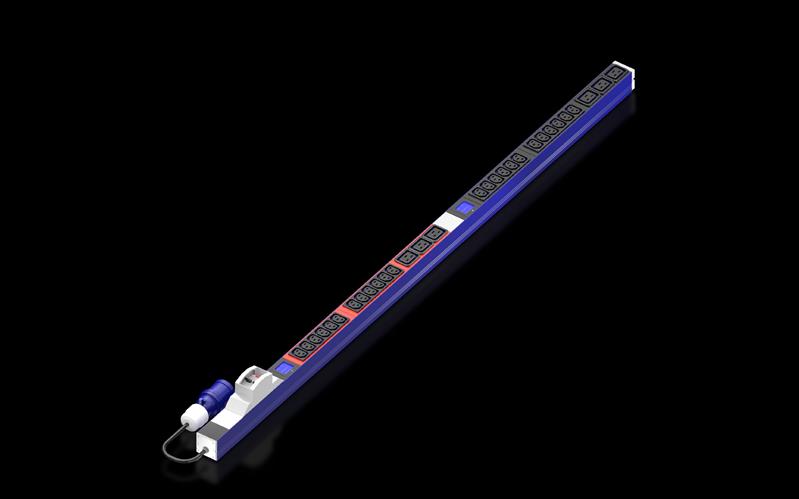 Rittal DK 7979.615 PDU with local power measurement, blue version, 24x C13, 6x C19, 2-pole with earthing contact, black, WxHxD: 44x1308x47 mm Turkey