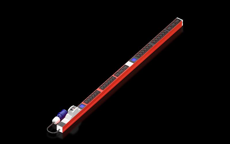 Rittal DK 7979.616 PDU with local power measurement, red version, 24x C13, 6x C19, 2-pole with earthing contact, black, WxHxD: 44x1308x47 mm Turkey