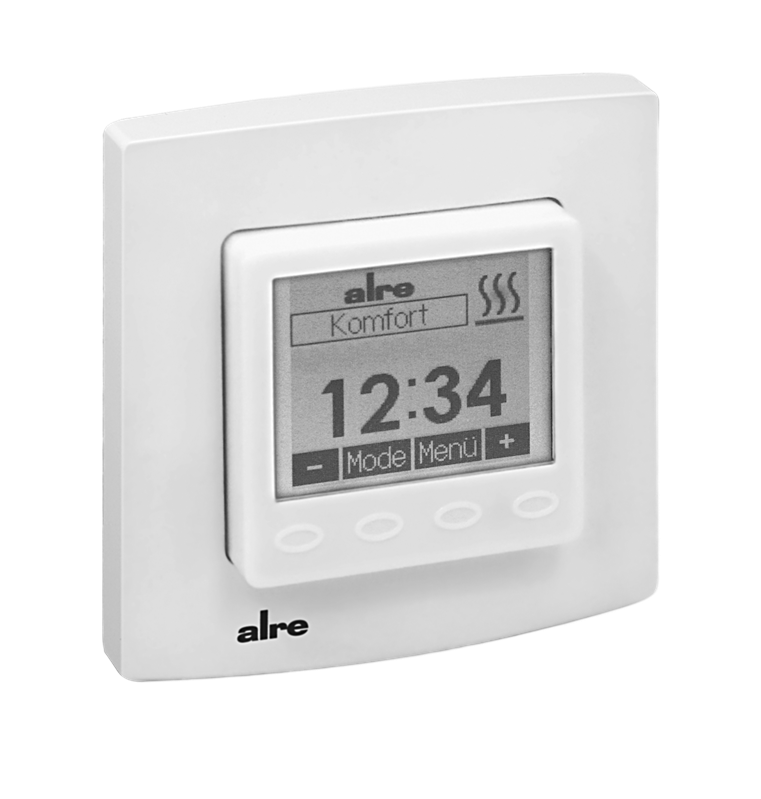 Alre HTRRUu210.021#21/7/V2 Room/underfloor temperature controller with timer, flush-mounted, alre frame, cover 50x50mm, pure white, gloss, remote sensor NTC2K for floor Turkey