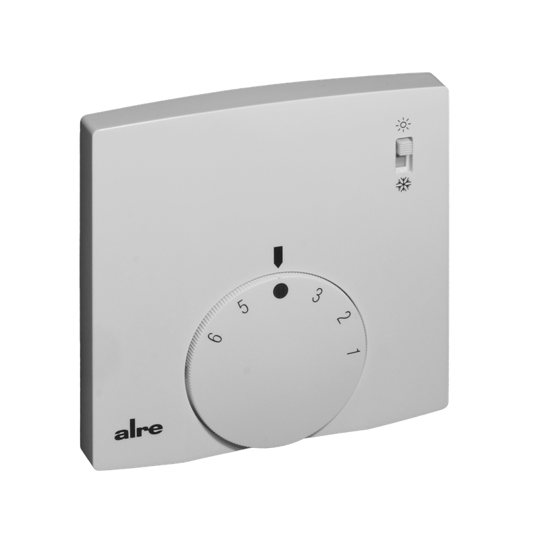 Alre RTBSB-201.065/02 Room thermostat, surface-mounted super flat, 5…30…°C, 230V AC, 2(1)A, two-way contact, heating/cooling switch, scale *…6 Turkey