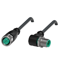 Pepperl+Fuchs V1-G-BK5M-PVC-U-V1-W Cordset M12 socket straight to M12 plug angled A-coded, 4-pin, PVC cable black, UL approved Turkey