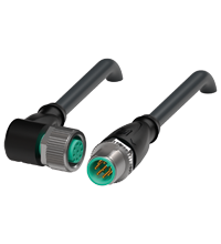 Pepperl+Fuchs V19-W-BK10M-PUR-U-V19-G Cordset M12 socket angled to M12 plug straight A-coded, 8-pin, PUR cable black, UL approved Turkey