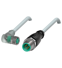 Pepperl+Fuchs V3-WM-E2-2M-PUR-V11-G Cordset M8 socket angled A-coded LED 3-pin to M12 plug straight A-coded 3-pin, PUR cable grey Turkey