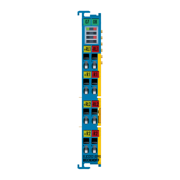 Beckhoff ELX3202-0090 EtherCAT Terminal, 2-channel analog input, temperature, RTD (Pt100), 16 bit, Ex i, TwinSAFE SC Turkey