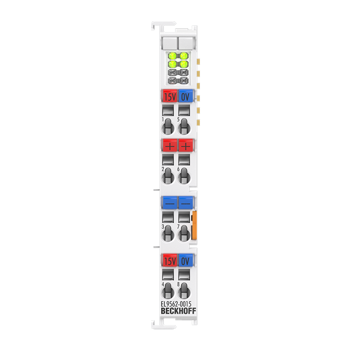 Beckhoff EL9562-0015 EtherCAT Terminal, power supply, 24 V DC, 2 x output 15 V DC, 03 A, electrically isolatedNew Turkey