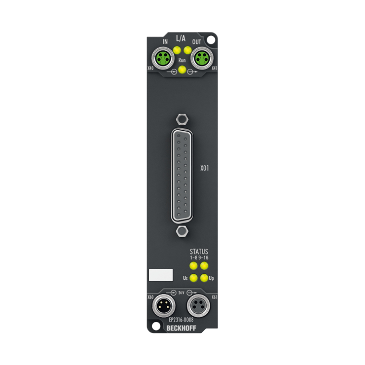 Beckhoff EP2316-0008 EtherCAT Box, 8-channel digital input + 8-channel digital output, 24 V DC, 10 µs, 05 A, D-sub Turkey