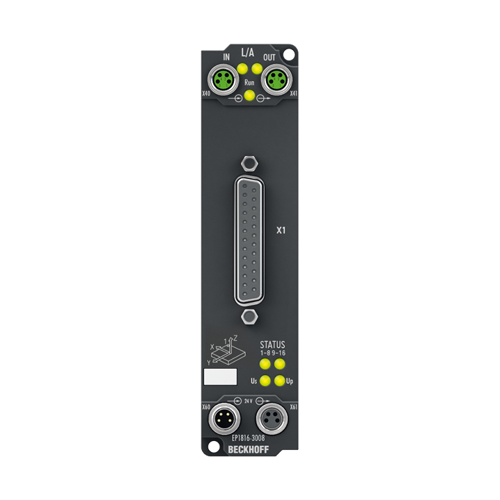 Beckhoff EP1816-3008 EtherCAT Box, 16-channel digital input, 24 V DC, 10 µs, D-sub, 2 x 3-axis accelerometers Turkey