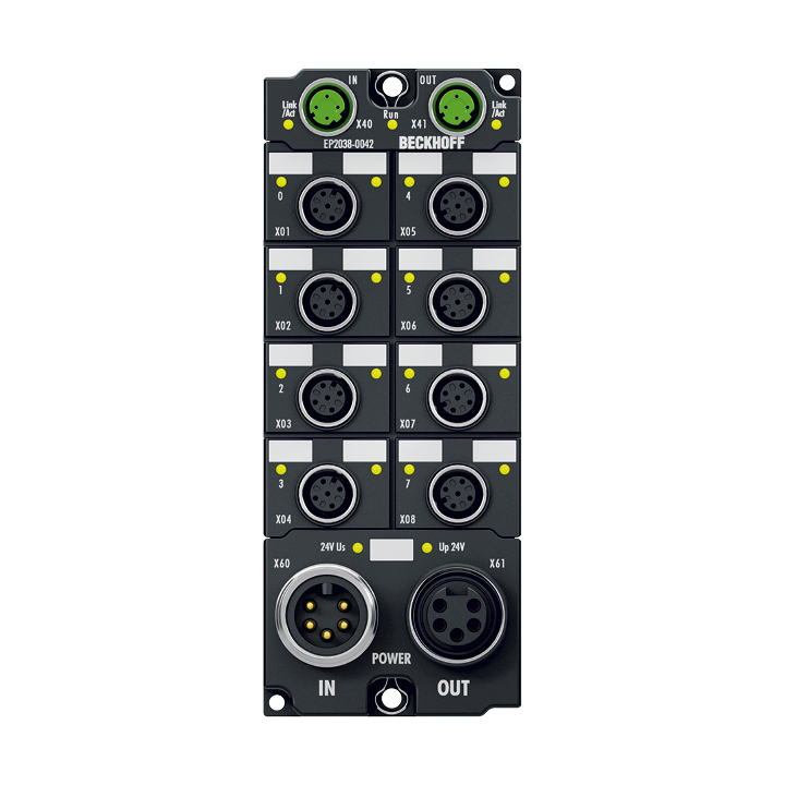 Beckhoff EP2038-0042 EtherCAT Box, 8-channel digital output, 24 V DC, 2 A, M12, with diagnostics Turkey