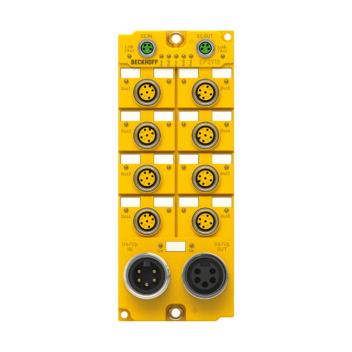 Beckhoff EP2918-0032 EtherCAT Box, 8-channel digital output, 24 V DC, 2 A, M12, TwinSAFE, TwinSAFE Logic Turkey