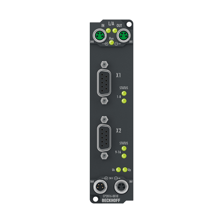 Beckhoff EP2816-0010 EtherCAT Box, 16-channel digital output, 24 V DC, 05 A, D-sub Turkey