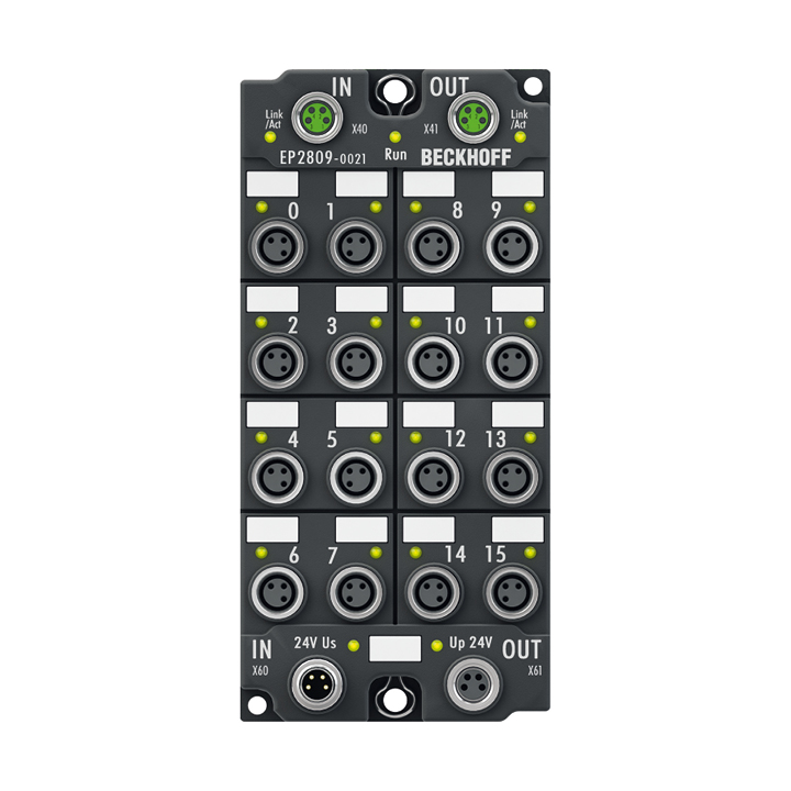 Beckhoff EP2809-0021 EtherCAT Box, 16-channel digital output, 24 V DC, 05 A, M8 Turkey