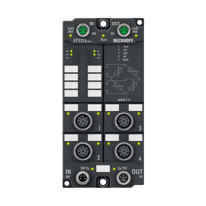 Beckhoff EP3356-0022 EtherCAT Box, 1-channel analog input, measuring bridge, full bridge, 24 bit, M12 Turkey