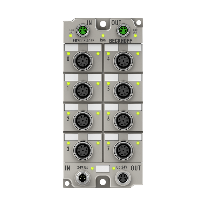 Beckhoff ER2008-0022 EtherCAT Box, 8-channel digital output, 24 V DC, 05 A, M12, zinc die-cast Turkey