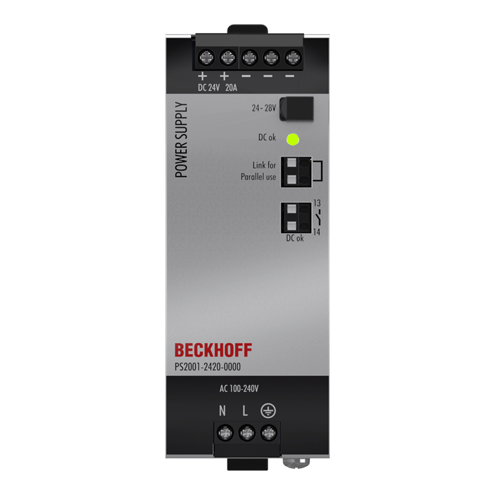 Beckhoff PS2001-2420-0000 Power supply PS2000; output: 24 V DC, 20 A; input: AC 100…240 V/DC 110…150 V, 1-phase Turkey