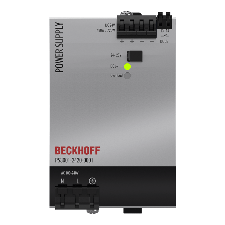 Beckhoff PS3001-2420-0001 Power supply PS3000; output: 24 V DC, 20 A; input: AC 100…240 V/DC 110…150 V, 1-phase Turkey