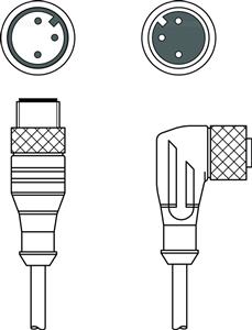 Leuze KDS U-M12-3W-M12-3A-P1-006 Interconnection cable