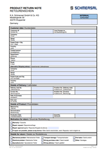Schmersal general product return note Turkey