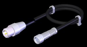 Euchner C-M08F03-02X025PU10,0-M12M04-099167 Connecting cable with 2 plug connectors M8 and M12, 10 m