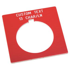 Allen Bradley 800H-W300E 30mm 800H Red Custom Text Legend Plate