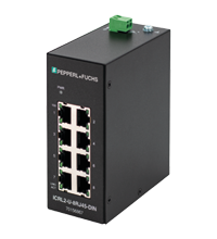 Pepperl+Fuchs ICRL2-U-8RJ45-DIN Ethernet unmanaged switch with 8 RJ45 ports and extended temperature range