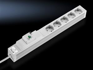 Rittal DK 7240.280 DK Socket strip, CEE 7/3 (type F), 5-way, 250 V, 16 A, LHD: 482,6x44x44 mm, With FI switch