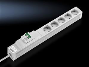 Rittal DK 7240.240 DK Socket strip, CEE 7/3 (type F), 5-way, 250 V, 16 A, LHD: 482,6x44x44 mm, With circuit-breaker, B16, 2-pole, 10 kA