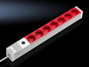 Rittal DK 7240.260 DK Socket strip, CEE 7/3 (type F), 7-way, 250 V, 10 A, LHD: 482,6x44x44 mm, UPS strip, connection cable: 10 A, IEC 320 connector type E, with 10 A G-fuse