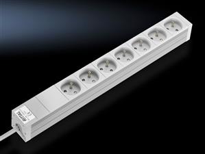 Rittal DK 7240.510 DK Socket strip, CEE 7/5 (type E), 7-way, 250 V, 16 A, LHD: 482,6x44x44 mm, Without switch