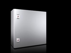 Rittal AX 1007.000 AX Compact enclosure, WHD: 500x500x210 mm, stainless steel 14301, with mounting plate, single-door, with two cam locks