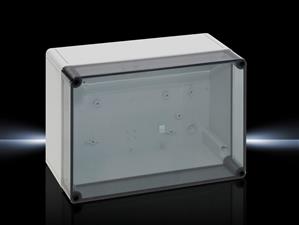 Rittal PK 9521.100 PK Polycarbonate enclosure, WHD: 254x180x111 mm, fibreglass-reinforced polycarbonate, without knockouts, with transparent cover