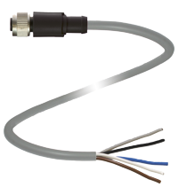 Pepperl+Fuchs V15L-G-5M-PUR-U Female cordset single-ended M12 straight L-coded, 5-pin, PUR cable grey, UL approved