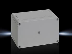 Rittal PK 9514.000 PK Polycarbonate enclosure, WHD: 180x110x90 mm, fibreglass-reinforced polycarbonate, without knockouts, with grey cover