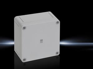 Rittal PK 9506.000 PK Polycarbonate enclosure, WHD: 110x110x66 mm, fibreglass-reinforced polycarbonate, without knockouts, with grey cover
