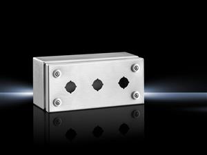 Rittal SM 2384.030 SM Switch housing, WHD: 220x100x90 mm, Stainless steel 14301, without mounting plate, 3 switch cut-outs