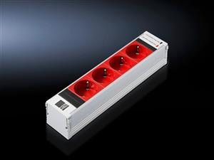 Rittal DK 7856.240 DK PSM Plus socket module, CEE 7/3 (type F), 4-way, red, non-switchable