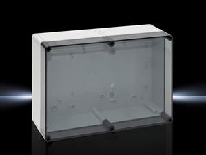 Rittal PK 9523.100 PK Polycarbonate enclosure, WHD: 360x254x111 mm, fibreglass-reinforced polycarbonate, without knockouts, with transparent cover