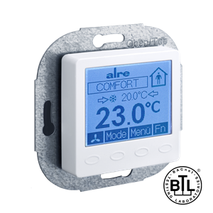 Alre KTRBUu217.456#27 BACnet room controller flush-mounted, 230V AC, cover 50x50mm, traffic/studio white, gloss