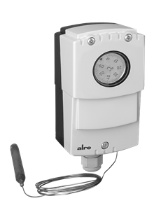 Alre JET-120 XF Capillary thermostat, wall mounting, 0…60…°C, adjustable hysteresis 220K, internal setting, capillary length 18m