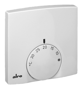 Alre RTBSB-201.202 Room thermostat, surface-mounted super flat, 5…30…°C, 24V AC, 2(1)A, NC contact, ECO function