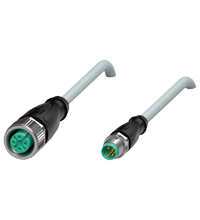 Pepperl+Fuchs V1-G-2M-PUR-V31-GM Cordset M8 socket straight to M12 plug straight A-coded, 4-pin, PUR cable grey