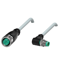 Pepperl+Fuchs V1-G-2M-PUR-V31-WM Cordset M8 socket straight to M12 plug angled A-coded, 4-pin, PUR cable grey