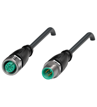 Pepperl+Fuchs V1-G-42-BK0,3M-PUR-V1-G Cordset M12 socket straight to M12 plug straight A-coded, 4-pin crossed, PUR cable black