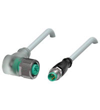 Pepperl+Fuchs V1-W-E2-2M-PUR-V3-G Cordset M12 socket angled A-coded LED 4-pin to M8 plug straight A-coded 3-pin, PUR cable grey