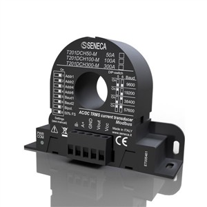 Seneca T201DCH100-M AC/DC contactless TRMS current (± 100 A) transducer, Hall Effect with 010 V AO and ModBUS interface