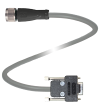 Pepperl+Fuchs V15-G-2M-PVC-SUBD9 Adapter cable M12 socket straight A-coded 5-pin to Sub-D-plug 9-pin, PVC cable grey